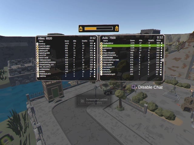 The scoreboard display in a 32 player lobby